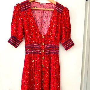 Red Floral Short Summer Dress